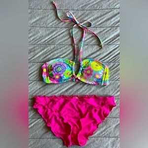 Xhilaration Neon Floral Bikini
